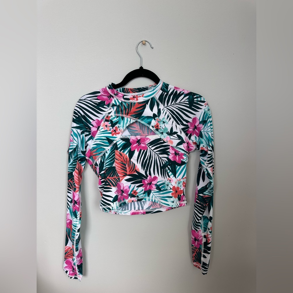 Hurley Cropped Floral Rash Guard